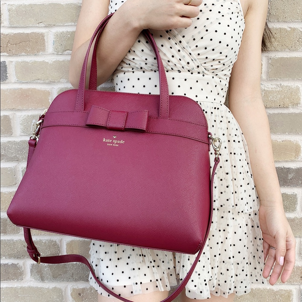 Kate spade large satchel burgundy bow SALE‼️ - Picture 5 of 8